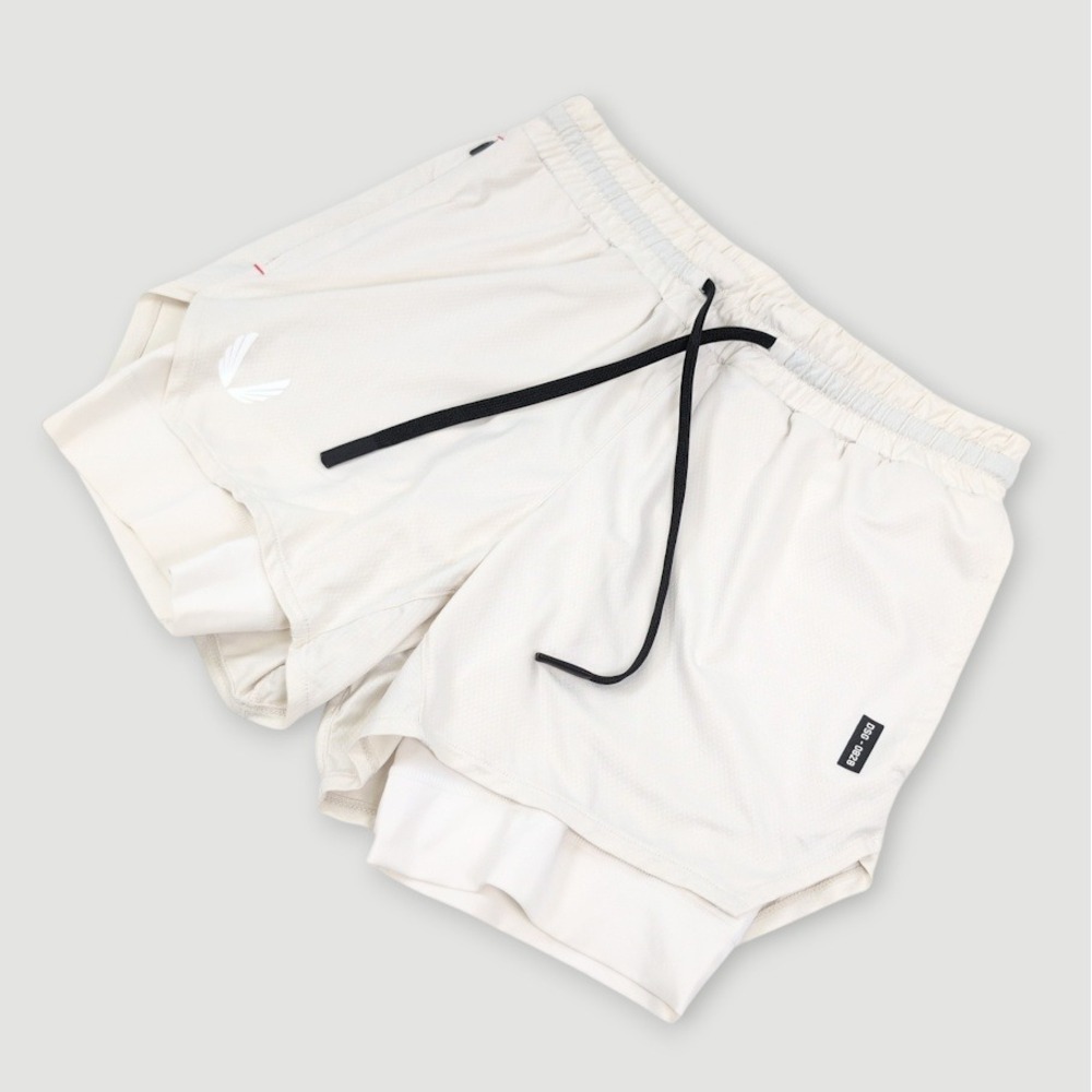 ASRV Aerosilver Lite 4" Lined Shorts Men Small Off-White Athletic Training Gym